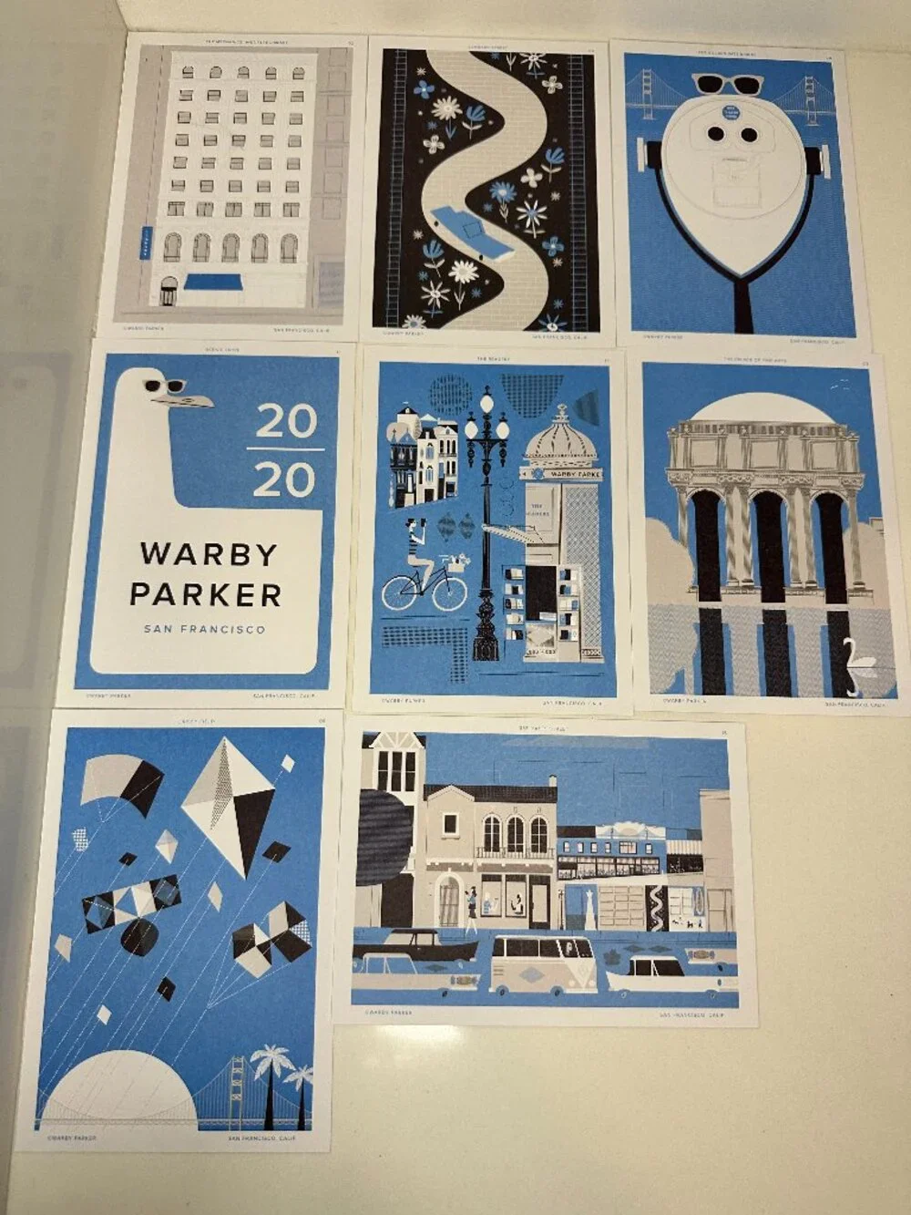 Rare Warby Parker San Francisco Postcard Set – 8 Art Cards